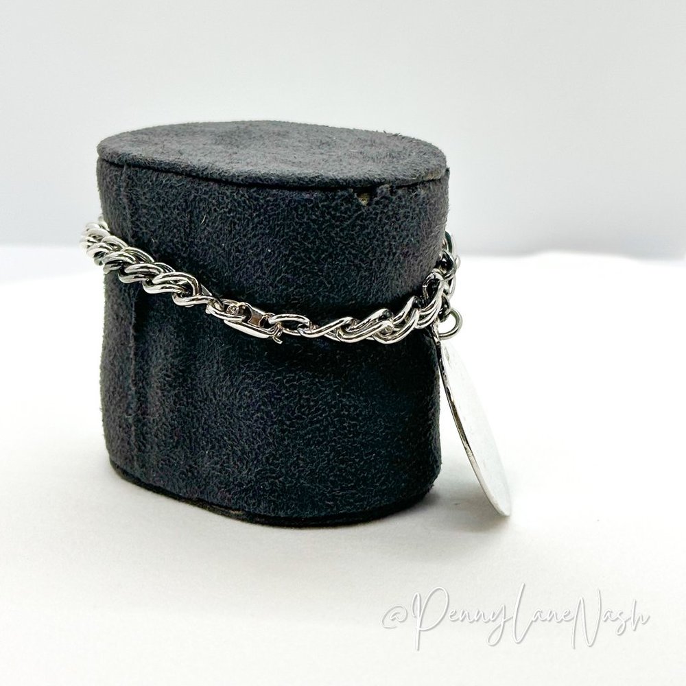 Vintage Silver Chain with Single Plate Bracelet - Picture 7 of 8